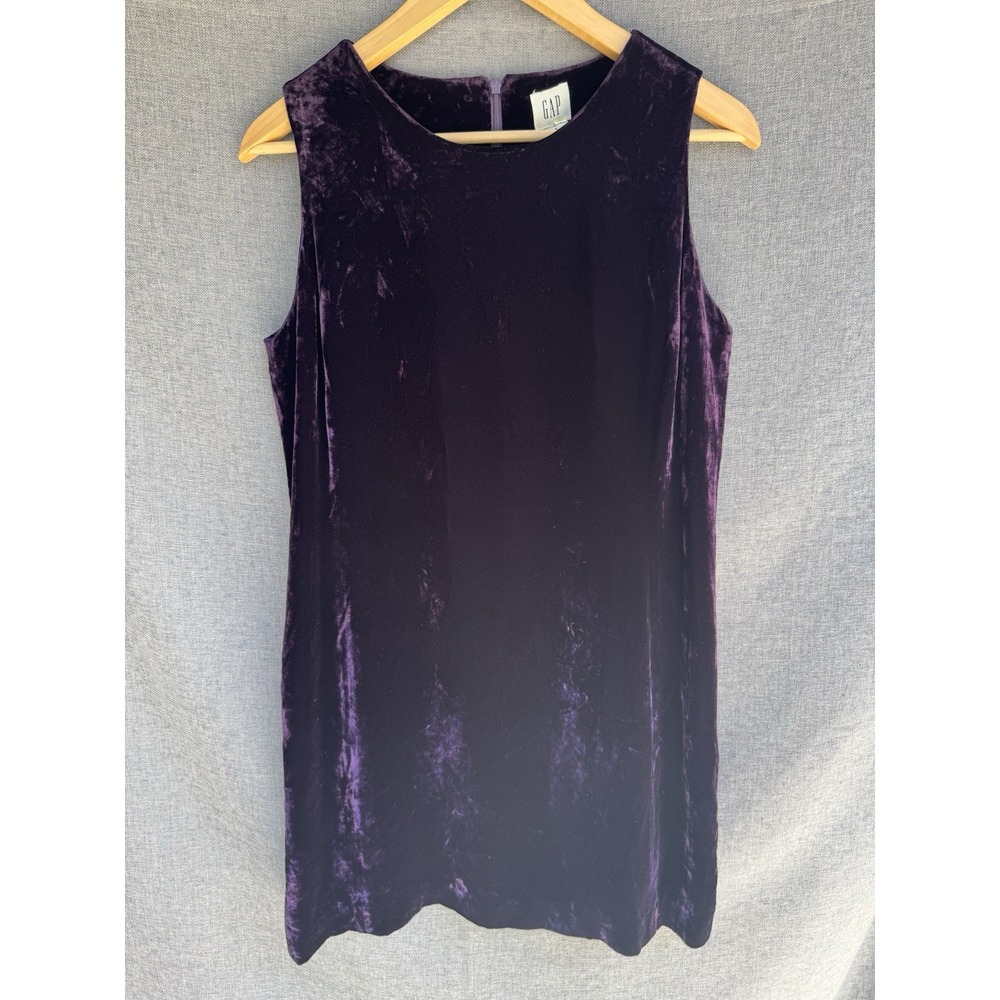 Y2K Dress Women M Purple Short Tank Velvet Sleeveless Lined GAP‎